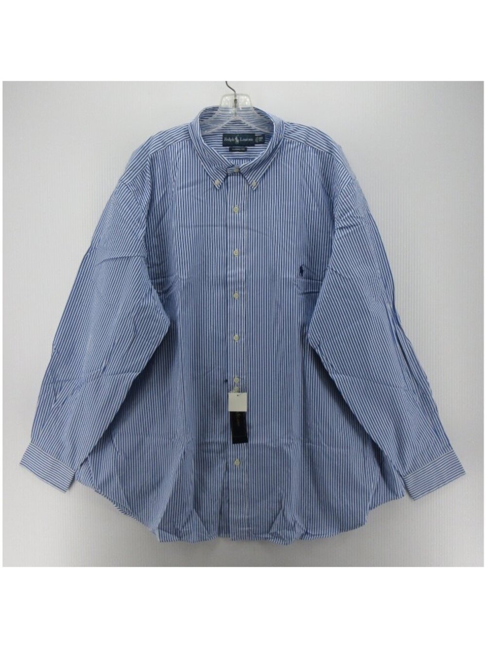 Ralph Lauren Shirt 2XB Big White Button Down Striped Classic Fit Pony